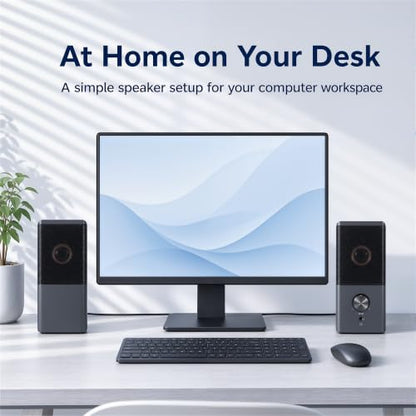 ROSON Computer Speaker, Compact Size Speaker with Headphone Jack, Volume Control, Stereo 2.0 USB Powered 3.5mm Aux Multimedia Speakers for Laptop/Desktop/Tablets/Phone