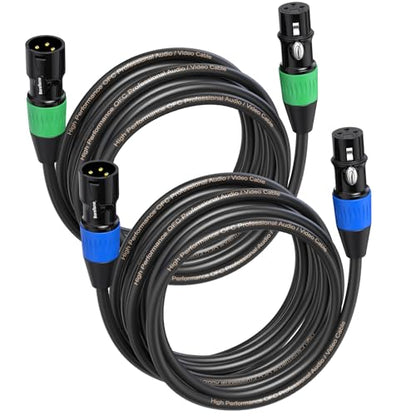 XLR Cables, Microphone Cables 6ft 2 Pack Gold-Plated 3-Pins - size: 6 Foot