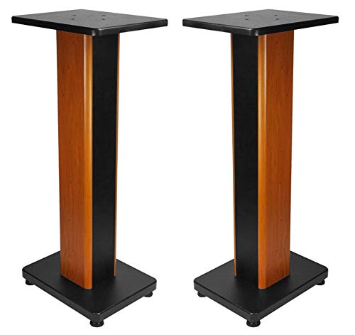 Rockville RHT28C 28" 2-Tone Bookshelf Speaker Stands Surround Sound Home Theater - color: Classic Wood