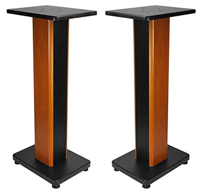Rockville RHT28C 28" 2-Tone Bookshelf Speaker Stands Surround Sound Home Theater - color: Classic Wood