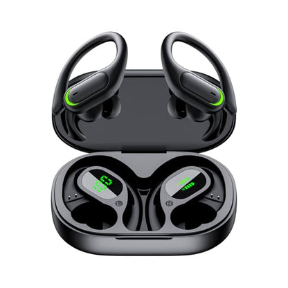 Wireless Earbuds, Sports Bluetooth 5.4 Headphones, Digital Display, Bass Sound 60Hrs Playtime, Over-Ear Hook with Mic, Fast Charging Digital Display IPX7 Waterproof Earphones for Running/Sports