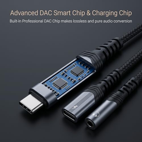 USB C to 3.5mm Headphone and Charger Adapter,2 in-1 USB C PD 3.0 Charging Port to Aux Audio Jack and Fast Charging Dongle Cable Cord for iPhone 17 Iphone16, iPhone 15, Galaxy (1-Pack) - size: 1-Pack