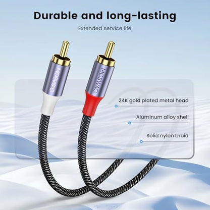 MOSWAG 3.5mm to RCA Cable,25CM 3.5mm Female to 2RCA Male Stereo Audio Cable Gold-Plated for TV,Smartphones,MP3,Tablets,Speakers,Home Theater - size: 1 Pack