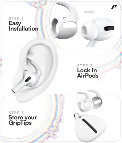 Proof Labs 3 Pairs for AirPods Pro 1st Gen Ear Hooks Covers [Added Storage Pouch] Anti Slip Ear Tips Accessories Compatible with Apple AirPods Pro Generation 1 (White)