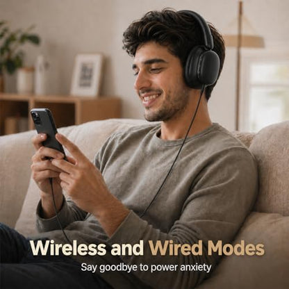 Bluetooth Headphones Over Ear, 75H Playtime Wireless Headphones with Microphone, Foldable Lightweight Headset with 3 EQ Modes, 3D Stereo Sound Low Latency for Travel Work Cellphone