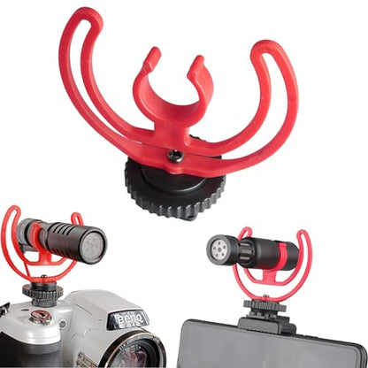 2PCS Interview Dedicated DSLR Camera Microphone Shock Mount Bracket Hot Shoe Mount Accessory Suitable for Video Blogging Live Streaming Video Conferencing Interviews