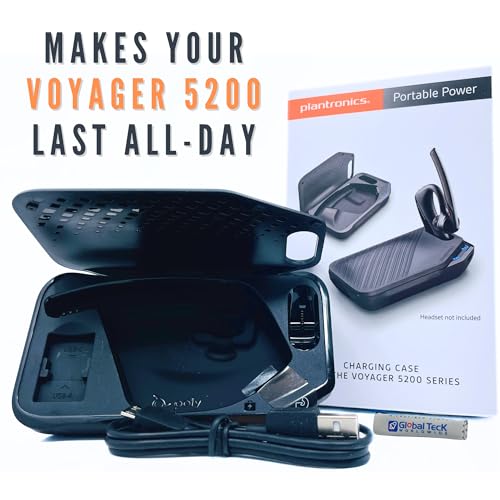 Poly Plantronics Voyager 5200 Charging Case and Docking Stand - Global Teck Bundle with GTW Microfiber Cloth