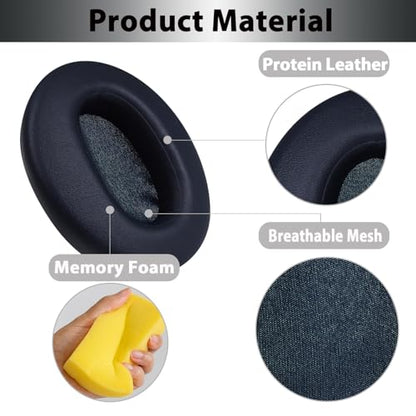 WH-XB910N Replacement Earpads Ear Cushions with Net and Buckle,Noise Canceling Headset Cover Ear Pads Repair Parts for Sony WH-XB910N Over-Ear Wired&Wireless Headphone(Blue) | Softer Protein Leather & High-Density Memory Foam Earpads for Sony YY2951, Adde