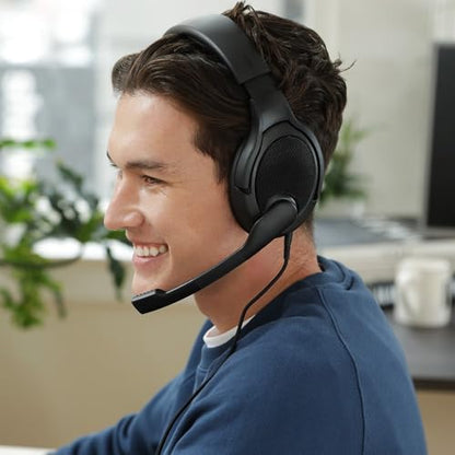 DROP PC38X Gaming Headset – Open-Back Over-Ear Design with Noise-Cancelling Mic, Velour Earpads – Compatible with PC, PS5, PS4, Xbox, Switch, Mobile – Black - color: Black, style: PC38X