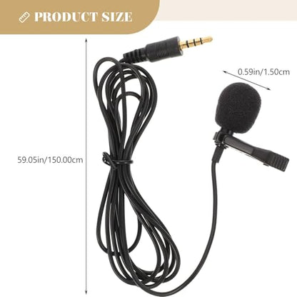 Garneck 2pcs Lavalier Microphone Clip with 3.5mm Jack for Laptop and Tablet, High Sensitivity Mini Phone Microphone with Long Cable for Lecture Recording and Rap Recording Equipment