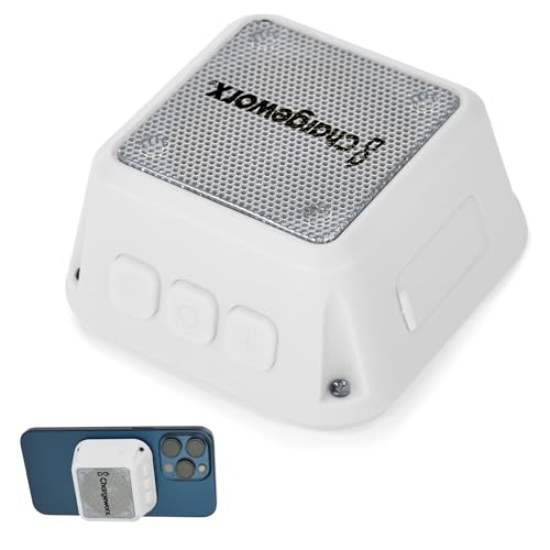 CHARGEWORX Magnetic Bluetooth Speaker and Phone Stand, Portable Mini Speaker, USB-C Rechargeable Wireless Device for High-Fidelity Audio, Compatible with MagSafe iPhone 16/15/14/13/12 Case, White - color: White
