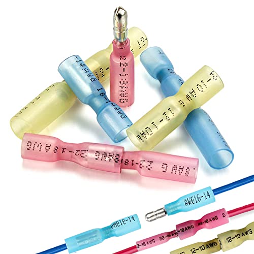 100PCS Heat Shrink Bullet Connectors 22-10 Gauge Insulated Waterproof Electrical Marine Automotive Female and Male Butt Crimp Terminals Assortment Kit - style: Bullet F&M