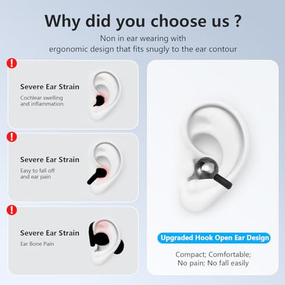 Open Ear Bone conduction Headphones Bluetooth 5.4 Wireless Clip On Earbuds with Digital Display Charging Case 40 Hours Playtime Sport Earphones Built-in Mic IPX7 Waterproof for Running Fitness Black - color: Black