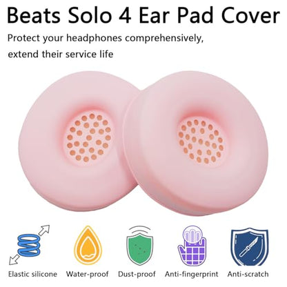 Silicone Earpads Cover for Beats Solo 4 & Solo 3 Wireless Headphones - Pink | Sweatproof Washable Protective Ear Pad Covers, Anti-Slip Skin Case Replacement Accessories for Beats Solo2 - color: Pink
