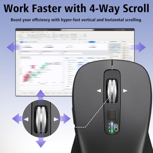 CITLLA Wireless Bluetooth Mouse, Multi-Device Ergonomic Mouse - color: All Gray