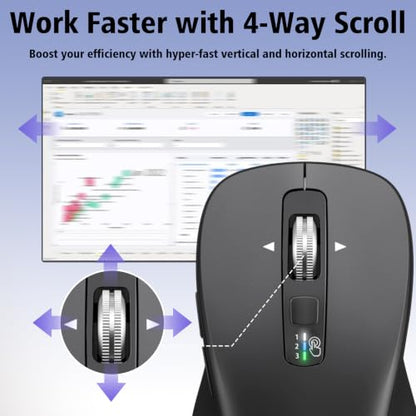 CITLLA Wireless Bluetooth Mouse, Multi-Device Ergonomic Mouse - color: All Gray