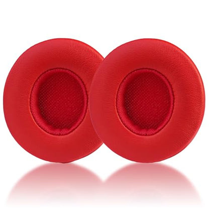 Replacement Ear Pads for Beats Solo 3/2 Wired On-Ear Headphones - Red | Fit for Beats Solo 3/Solo 2 Wired/Wireless A1796/B0534 Headphone, Dust Proof Protein Leather Cushions with Memory Foam Covers - color: Red