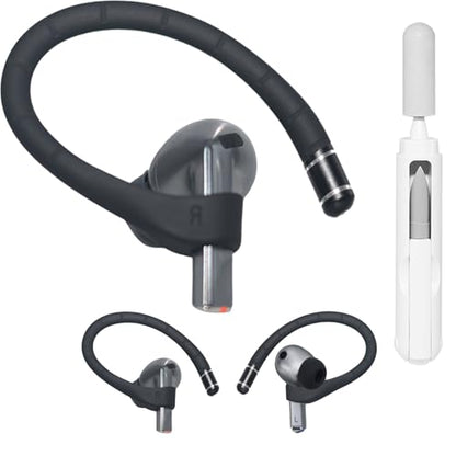 Memory Wire Ear Hooks Designed for Samsung Galaxy Buds 3 Pro & Galaxy Buds 3, with Anti-Lost Lanyard and 3-in-1 Cleaning Kit, Anti-Slip Sports Earhook Accessories – Black