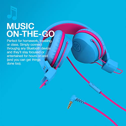 JLab JBuddies Studio Wired Kid Headphones, On-Ear, Cotton Candy, Volume Limited, Folding, Adjustable, Noise Isolation, with Mic - color: Cotton Candy, size: Headphones