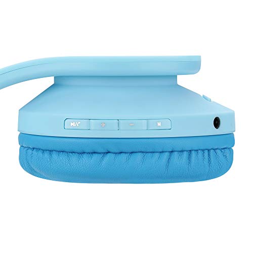 PowerLocus Kids Headphones Over-Ear, Bluetooth Wireless Headphones for Kids,with Microphone, Safe 85DB Volume Limited, Foldable with Carry Case, Audio Cable, Micro SD mode for Online Classes,PC,Phones - color: Blue