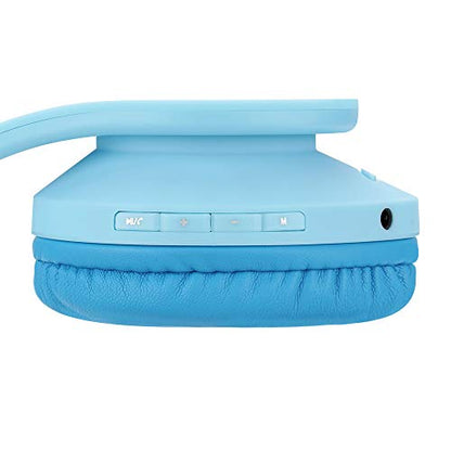 PowerLocus Kids Headphones Over-Ear, Bluetooth Wireless Headphones for Kids,with Microphone, Safe 85DB Volume Limited, Foldable with Carry Case, Audio Cable, Micro SD mode for Online Classes,PC,Phones - color: Blue