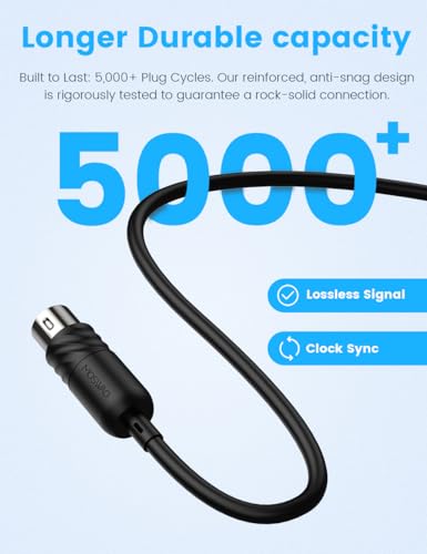 MOSWAG 5-Pin MIDI Cable 2 Pack, MIDI to MIDI Cord for Keyboard, Synthesizer, Guitar Pedal, Sampler, Audio Interface -10 Feet - size: 10FT