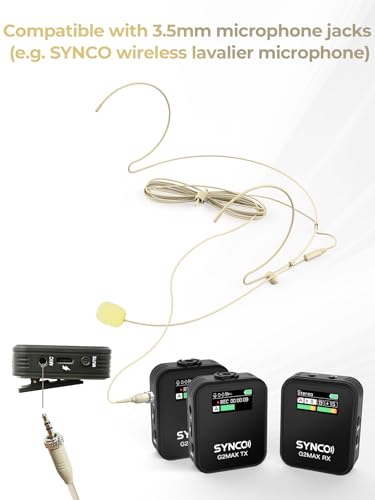 SYNCO G2(A2) MAX Wireless lavalier Microphone with a 3.5mm Headset Microphone(2PCS) is Ideal for Teachers, Speakers, Coaches, and Others, 24 Hours Recording 656FT 8H for Camera Camcorder Laptop