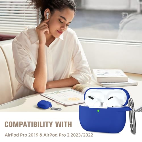Hamile Compatible with AirPods Pro Case Protective Silicone Airpod Case Shockproof Cover Skin for Airpod Pro 2019 Charging Case, with Keychain, Royal Blue - color: 6-Royal Blue