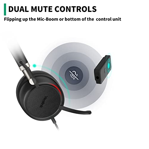 Yealink UH38 USB-A Wired & Bluetooth Headset,Teams Certified,Inline Control | Computer Stereo Headphones, Noise Cancelling Microphone,PC/Laptop/Mac/Tablet/Cell Phone, Call Center, Office, Busylight - style: USB Bluetooth Headset