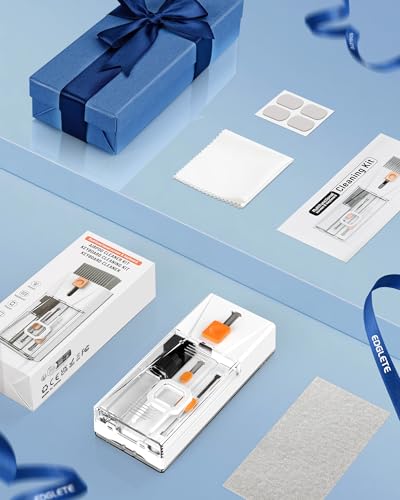 Keyboard Cleaner & Laptop Cleaning Kit, 15ml Spray, All-in-1 for Computer | Retractable Brush, Microfiber & Polishing Cloth, Keycap Puller, 3-in-1 Earbuds & Lens Pen, Safe for Airpod PC iPhone MacBook