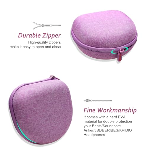 Headphone Case for JLab/Beats/TOZO/JBL/BERIBES/Picun Etc Headphones, Purple | for JLab JBuds Lux ANC/Go Lux ANC, Beats Studio Pro/Solo 4 3,TOZO HT3,KVIDIO Etc Headphone, Hard Shell Case for Travel Home - color: Purple