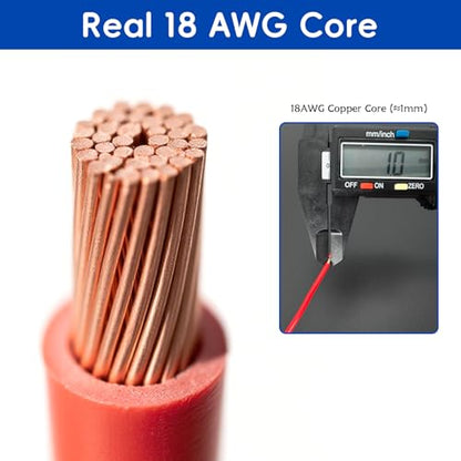 Speaker Wire Connector Kit 30PCS 18AWG Female Spade Terminal Wire Connectors Pre-Crimped 2.8/4.8/6.3mm, 30cm Red & Black, with 15PCS Extra Open-End Male Terminals—All with Insulating Sleeves