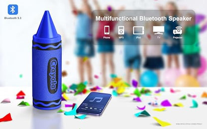 Crayola Kids Crayon Speakers Bluetooth, Portable Bluetooth Speakers | 20W Peak Power HD Sound, Mini Bluetooth Speaker Wireless with TWS Pairing BT 5.3, FM Radio Home/Party/Outdoor/Travel - color: Blue