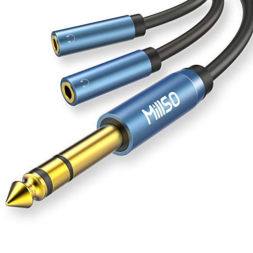 MillSO 6.35mm 1/4 Male to Dual 3.5mm 1/8 Female Headphone Adapter 12 inch