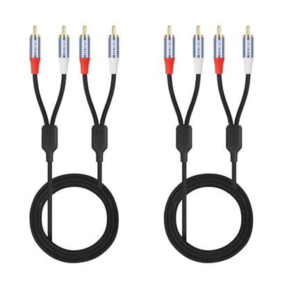 3Feet 2 RCA M/M Stereo Audio Cable, Gold-Plated 2RCA Male to 2RCA Male Aluminum Shell Auxiliary Audio Cord-2 Pack - size: 3Feet*2