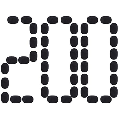 200 Pieces Mini Foam Microphone Windscreen Mic Covers Foam Protection for Small Lapel and Headset Microphones Noise Reduction, Black