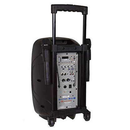 10" Portable Rechargeable Battery Powered 1000W Pro DJ Amplified Loud Speaker with 2 Wireless Microphones Echo Bluetooth USB SD Card Aux MP3 FM Radio PA System LED Ring Karaoke Tripod Stand - style: 10” with Rechargeable Battery