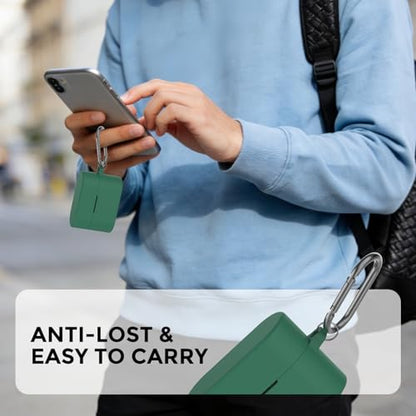 AhaStyle Silicone Case for Sony WF-1000XM6 (2026) Accessories, Green | with Carabiner, LED Visible, Skin-Friendly Soft Touch, Full Protection, Shockproof, Wireless Charging, for Men Women - color: Dark Green