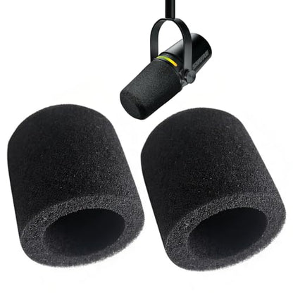 MV7 Pop Filter, Mic Foam Cover Replacement for Compatible with Shure MV7/MV7+/MV7X Microphone Podcast Vocal Microphone Windscreen-2PCS