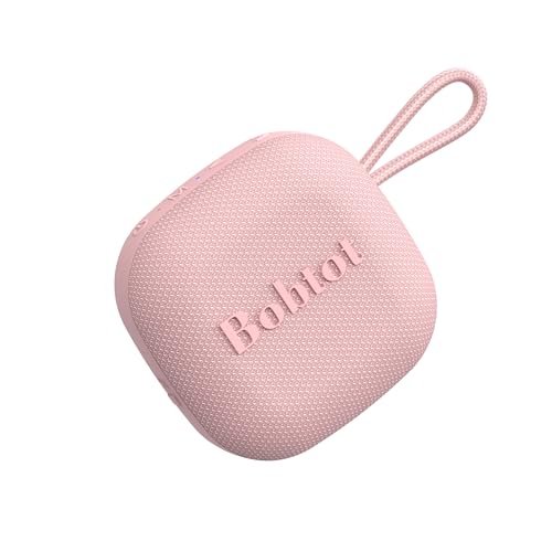 Bobtot Portable Wireless Bluetooth Speaker, IPX7 Waterproof | 16H Playing Time, Loud Stereo Sound, Built-in Mic, TWS, Small Size with Carry Lanyard, Pink - color: Pink