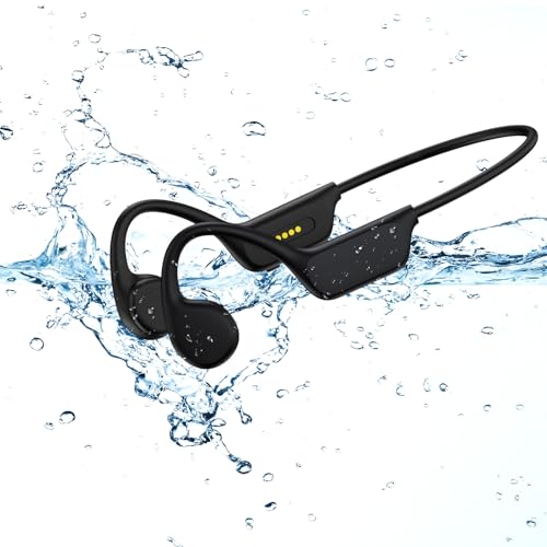 Swimming Headphones, IPX8 Waterproof Bone Conduction Headphone Wireless Underwater Earbuds with Replacement Magnetic Charging Cable