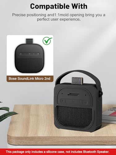 Silicone Protective Case for Bose SoundLink Micro (2nd Gen) Bluetooth Speaker, Full-Body Protective Cover with Precise Cutout, Shockproof Dustproof Protector Sleeve & Scratch-Resistant Sleeve[Black] - color: Black