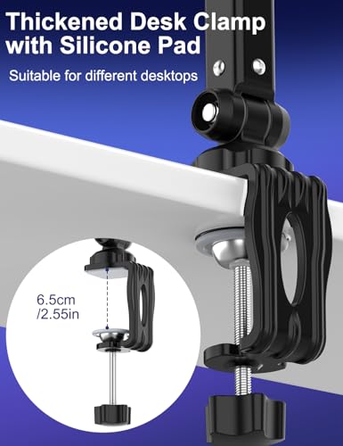 Microphone Boom Arm, 360° Rotatable Heavy Duty Stable Metal Low Profile Mic Arm Stand Desk Mount for Podcast Live Streaming Gaming Studio, with Cable Management, 3/8'' to 5/8'' Adapter