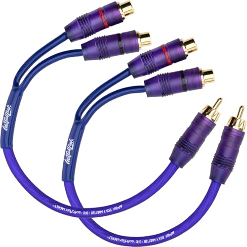 Install Link RCA Y Adapter Cable, 1-Male to 2-Female Splitter, 2-Pack (OFC) | Pure OFC Copper, 1ft, Feeds One Stereo Signal to Two Components, for Subwoofer, Home Theater, Car Audio Amplifier, Studio - color: Frosted Purple, size: 1-Male to 2-Female