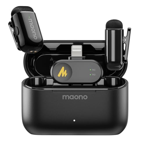 MAONO T1 Mini Lapel Microphone for iPhone w/MFi Certified Lightning Plug - color: Black