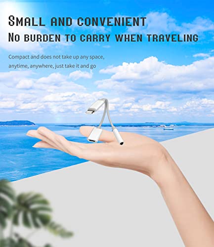 Lightning to 3.5mm Splitter Iphone Headphone AUX Jack Adapter(2in1)Apple MFI Certified Audio Cable Dongle Earbud Charger Cord Adaptador Para for 14 13 12 11 Pro Max Mini 7 8Plus X Xr Xs Ipad Connector