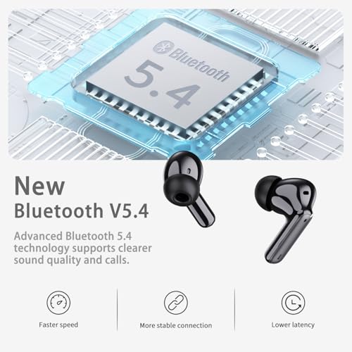 Wireless Earbuds, Bluetooth Ear Buds 5.4 Mini HiFi Stereo with 4 ENC Noise Cancelling Mics Wireless Headphones, in Ear Earphones 40H IP7 Waterproof, USB C, Bluetooth Headset for Sports, Gym, Workout - color: Dark Black