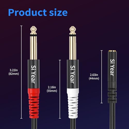 3.5mm to Dual 1/4 TS Stereo Breakout Cable,1/8 inch to 1/4 inch Mono Y Splitter Audio Cord Adapter (30cm/2Pack) - color: 3.5F-2X6.35-2PACK