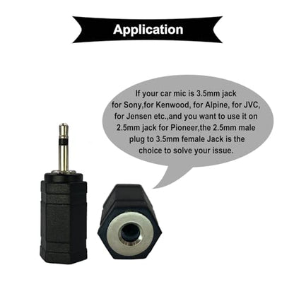 2.5mm Male Mono to 3.5mm Female Mono Adapter 2 Pack | for Microphone Headphones Speakers Mobile Devices, Black