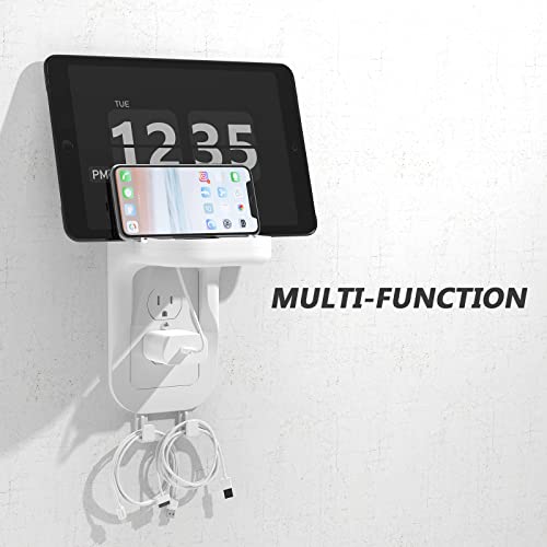 WALI Outlet Shelf Wall Holder, Fit for Duplex GFCI Decorative Outlet Shell A Space Saving for Smart Home, Speaker Mounts up to 10lbs with Cable Management (OSH001-W), White - size: Medium